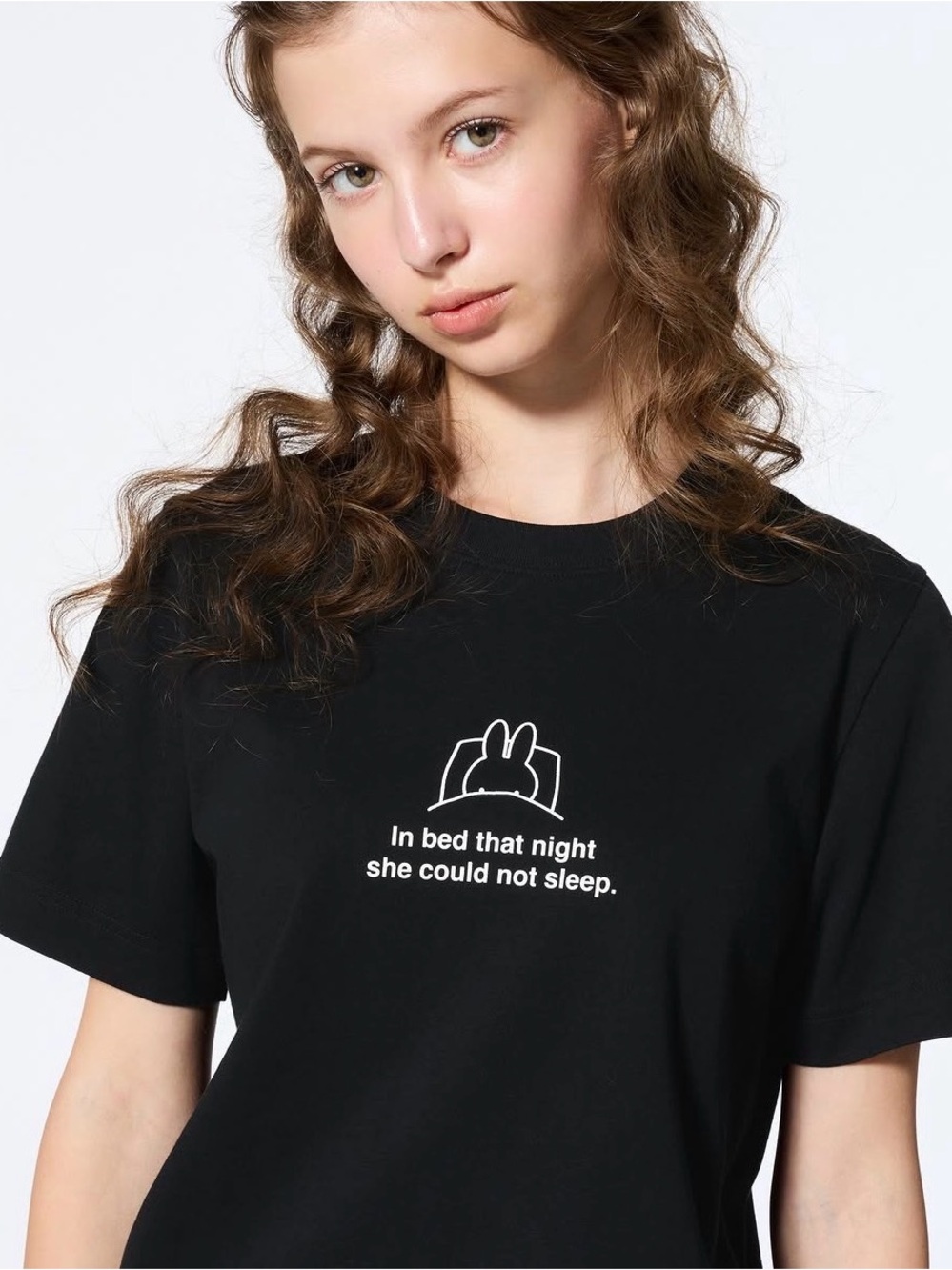 🐰 Miffy Uniqlo Black Graphic Tee (Off Shoulder)